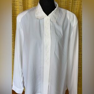 Vintage Romantic Button Down Long Sleeve Shirt Blouse 1X